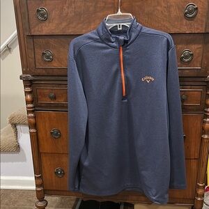 Callaway Golf Men's Navy and Orange 1/4 Zip Pullover with Stretch L